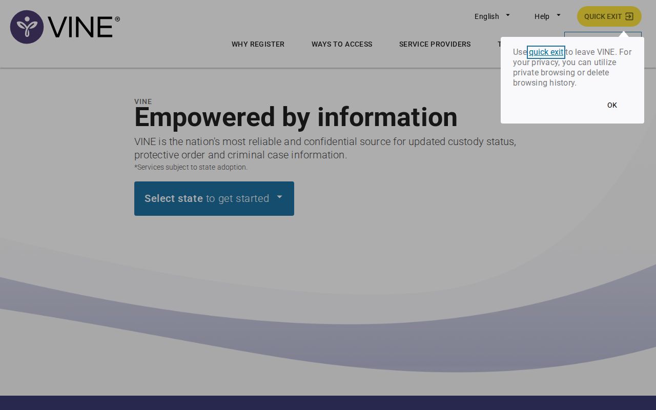 Pontotoc County VINELink inmate search and alert registration entry